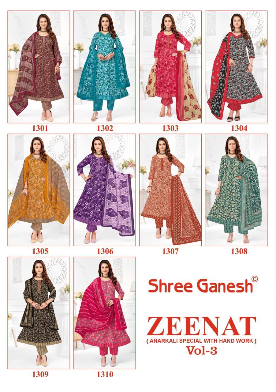 Shree ganesh zeenat vol-3 anarkali style fancy kurtis wholesale